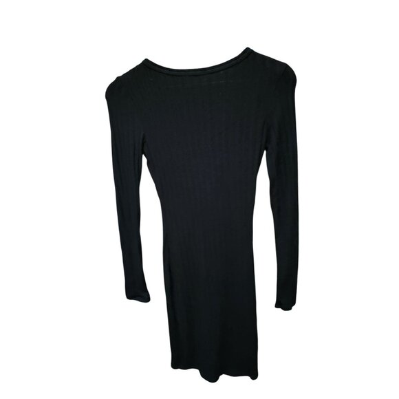 Heart & Hips Black Ribbed Long-Sleeve Knit Dress S Soft Stretchy - Picture 2 of 3